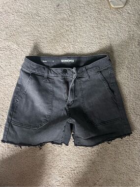 SONOMA Women's Charcoal Gray Raw Hem Denim Shorts